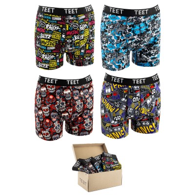 TEET Premium Erkek Boxer Pamuklu Desenli 4'lü Set K3 TEET Premium Erkek Boxer Pamuklu Desenli 4'lü Set K3