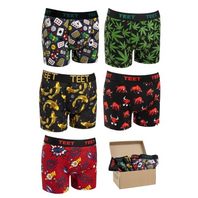 TEET Premium Erkek Boxer Pamuklu Desenli 5'li Set K2 TEET Premium Erkek Boxer Pamuklu Desenli 5'li Set K2