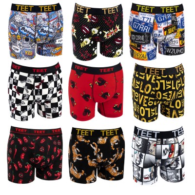 TEET Premium Erkek Boxer Pamuklu Desenli 9'lu Set K4 TEET Premium Erkek Boxer Pamuklu Desenli 9'lu Set K4